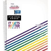 Photo 1 of 3 pack Five Star and It Gets Better Project College Ruled 1 Subject Spiral Notebook Plus Study App Linear Rainbow

