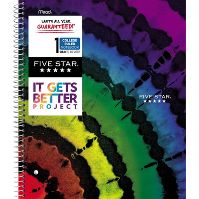 Photo 1 of 3 pack Five Star and It Gets Better Project College Ruled 1 Subject Spiral Notebook Plus Study App Tie Dye
