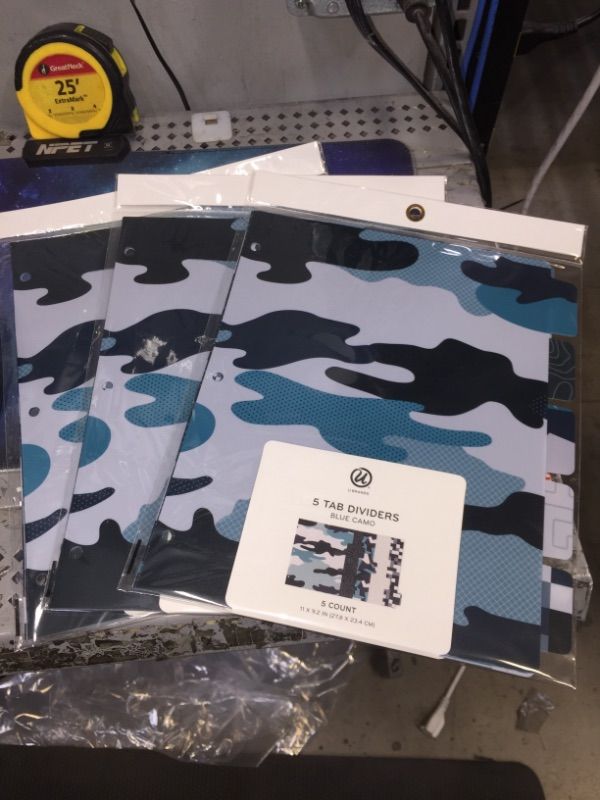 Photo 2 of 3 pack U Brands 5 Tab Paper Dividers Poly Blue Camo
