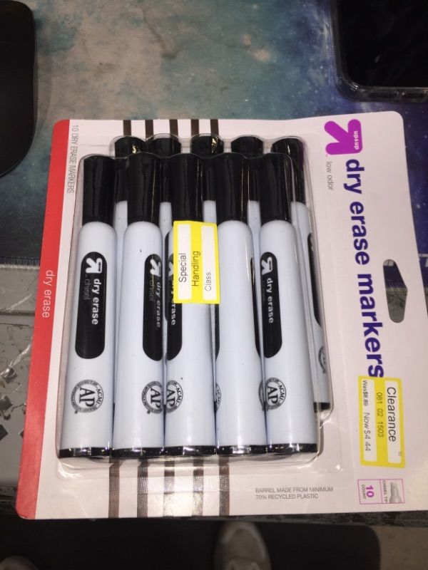 Photo 1 of 10pk Chisel Tip Dry Erase Markers Black - up & up™

