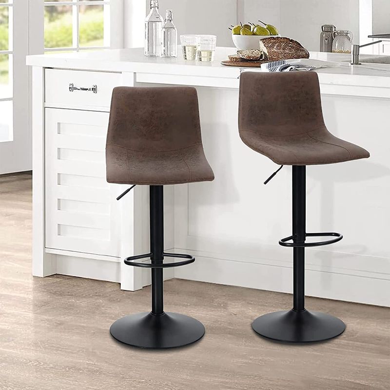 Photo 1 of ALPHA HOME 2 Pack Bar Chairs, 360 Degree Swivel Bar Stools Set of 2 with PU Leather, Counter Stools for Kitchen Counter with 300 LBS Capacity, Adjustable Counter Height Bar Stools with Back, Brown
