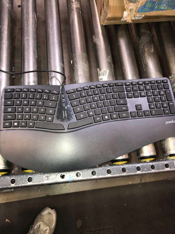 Photo 2 of Perixx PERIBOARD-330B, Wired Ergonomic Keyboard with Adjustable Wrist Rest, Illuminated Keys, and Membrane Low Profile Keys, 2 Extra USB Ports, US English Layout