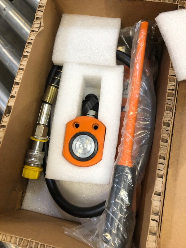 Photo 3 of Bonvoisin 10T Hydraulic Ram Cylinder Jack Low Profile Porta Power Ram Single-Acting Mini Jack Ram with CP-180 Hydraulic Hand Pump 0.47" Stroke for Machinery Shipbuilding BSY-10+CP-180