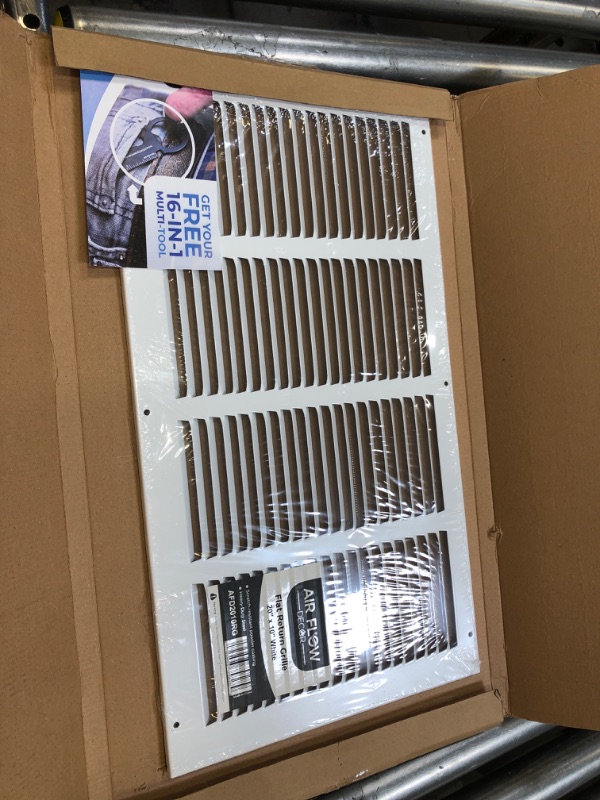Photo 3 of 22" x 12" Return Air Grille - Sidewall and Ceiling - HVAC Vent Duct Cover Diffuser - [White] [Outer Dimensions: 23.75w X 13.75"h] 22 x 12 White