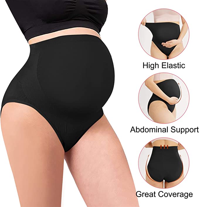 Photo 1 of  Women’s Seamless Maternity Panties High Waisted Pregnancy Underwear Belly Support Briefs Over Bump XL