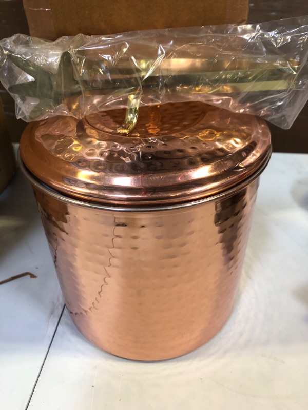 Photo 2 of 3 qt. Hammered Decor Copper Ice Bucket with Liner and Tongs