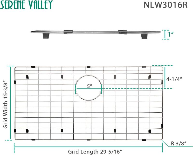 Photo 2 of 
Serene Valley 29-1/2" X 15-1/2" Sink Protector, Rear Drain with Corner Radius 3/8", NLW3016R