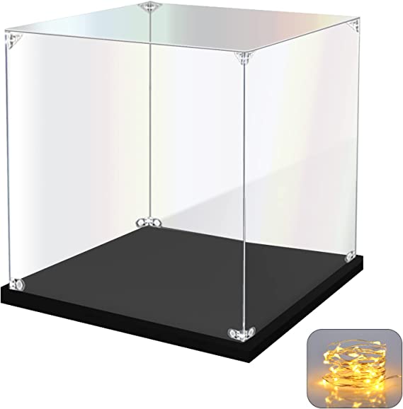 Photo 1 of Acrylic Display Case for Collectibles Assemble Clear Acrylic Display Box for Lego Alternative Glass Case for Display Figures Doll Toys Home Storage(10x10x10 inch, 25x25x25 cm)
