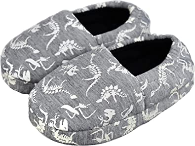 Photo 1 of  Kids Big Boys Warm Slippers with Soft Memory Foam Indoor Anti-slip Cute Dinosaur Slippers, SIZE 3-4 