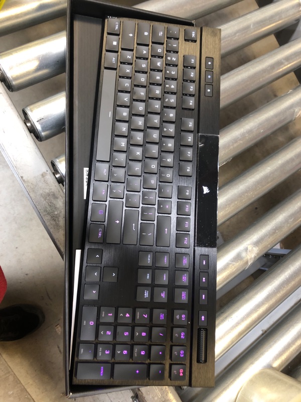 Photo 2 of Corsair K100 AIR Wireless RGB Mechanical Gaming Keyboard - Ultra-Thin, Sub-1ms Slipstream , Low-Latency Bluetooth, Cherry MX Ultra Low Profile Keyswitches - NA Layout, QWERTY - Black K100 AIR WIRELESS CHERRY MX Ultra Low Profile Switches