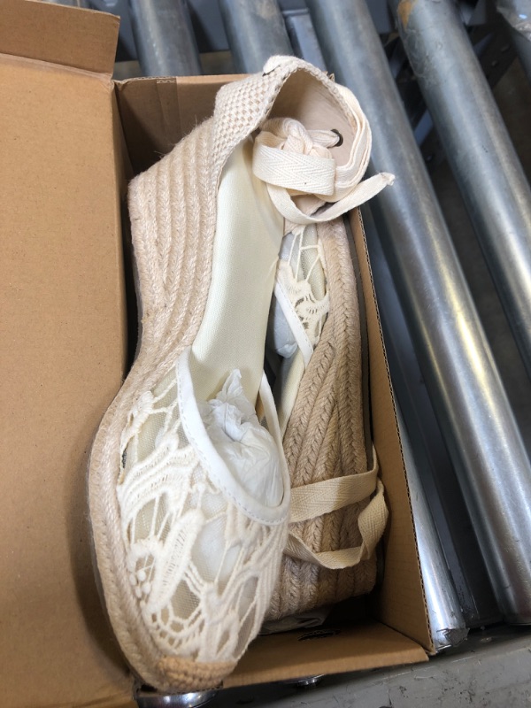 Photo 2 of  Women’s Platform Wedges Espadrilles, 3" Wedge, Soft Ankle-Tie Strap, Closed Toe, Classic Summer Sandals, SIZE 9