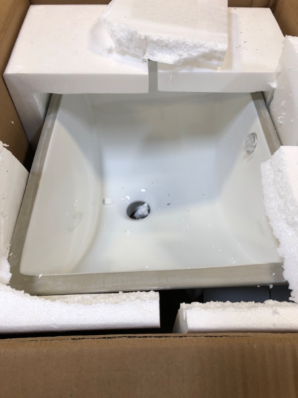 Photo 4 of 16 Inch Undermount Bathroom Sink Small Rectangle Undermount Sink White Ceramic Under Counter Bathroom Sink with Overflow (15.70"x11.69")