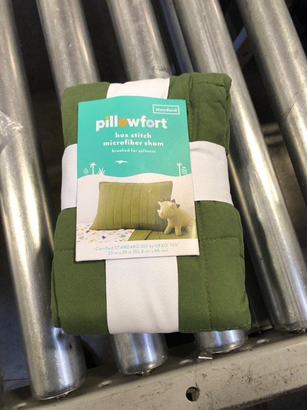 Photo 2 of Box Stitch Microfiber Sham Green - Pillowfort&#8482;