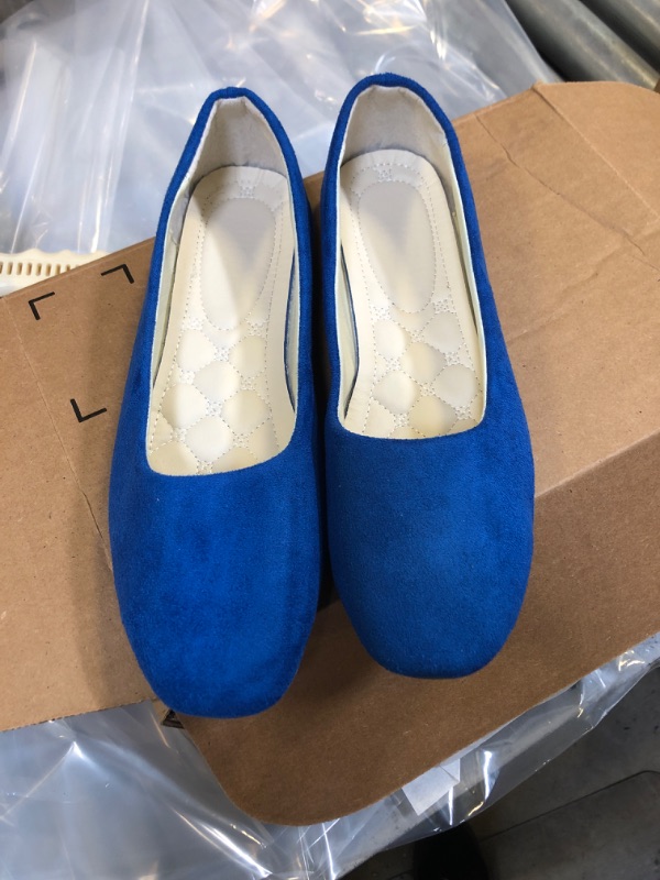 Photo 2 of  Classic Solid Square Toe Ballet Flats for Women Comfort Casual Flats Lightweight Slip on Loafers Suede Dress Shoes, SIZE 10 