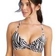 Photo 1 of 34C Women's Light Lift Twist-Front Bralette Bikini Top - Shade & Shore Zebra Print 3
