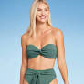 Photo 1 of 36C Women's Lightly Lined Twist-Front Crepe Textured Bandeau Bikini Top - Shade & Sh
