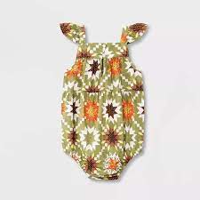 Photo 1 of Baby Girls' Floral Quilt Romper - Cat & Jack Green Newborn
