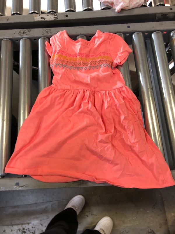 Photo 1 of 7/8 GIRLS NEON ORNAGE DRESS WITH HEART PRINT 