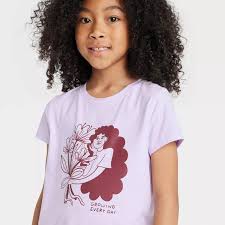 Photo 1 of Girls' 'Growing' Short Sleeve Graphic T-Shirt - Cat & Jack Lilac XL, Purple
