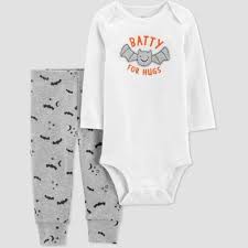 Photo 1 of Carter's Just One You Baby Boys' 'Batty For Hugs' Top and Bottom Set - White/ 12M 
