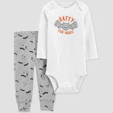 Photo 1 of Carter's Just One You Baby Boys' 'Batty For Hugs' Top and Bottom Set - White/ 6M 
