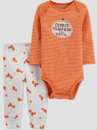 Photo 1 of Carter's Just One You Baby 'Cutest Pumpkin' Top and Bottom Set - Orange/Gray NewBORN 

