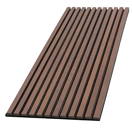 Photo 1 of Acoustic Slat Wood Soundproof Wall Panels with Foam 2PCS Walnut
