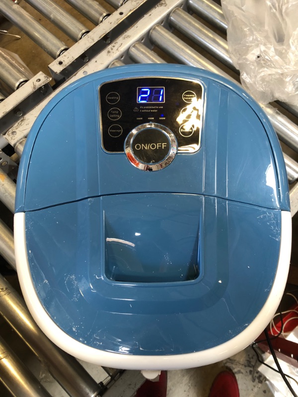 Photo 2 of Foot Bath Spa Massager with Heat Bubbles,Pedicure Spa Soaker 16 Motorized Shiatsu Roller Massage Feet, Frequency Conversion, Adjustable Time & Temperature, LED Display Touch-Key Blue