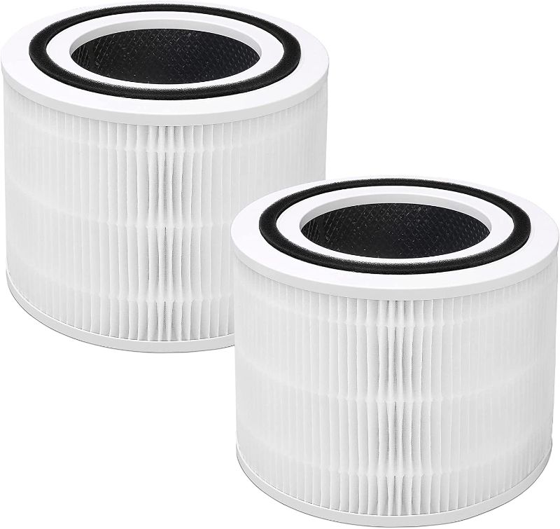 Photo 1 of 2 Pack Core 300 True HEPA Replacement Filters for LEVOIT Core 300 and Core 300S Vortex Air Air Purifier, 3-in-1 H13 Grade True HEPA Filter Replacement, Compare to Part No. Core 300-RF (White)