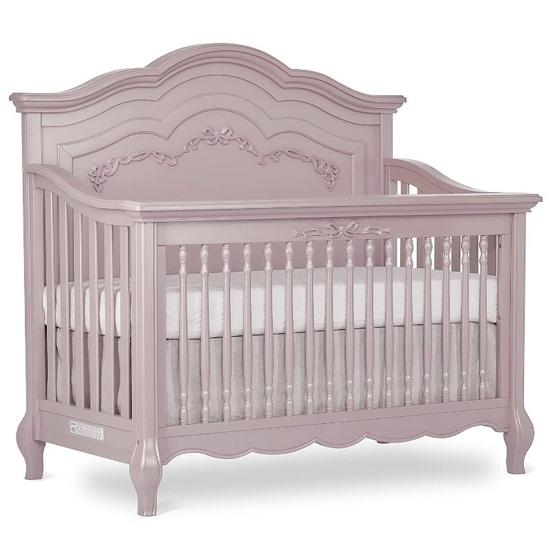 Photo 1 of Evolur Aurora 5-In-1 Convertible Crib In Dusty Rose, Greenguard Gold Certified, Features 3 Mattress Height Settings, Sturdy And Spacious Baby Crib, Wooden Furniture --- Box Packaging Damaged, Item is New, Item is Missing Parts

