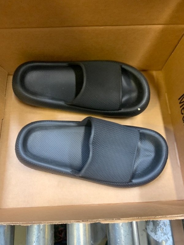 Photo 1 of 42-43 Black Sandals --- Box Packaging Damaged, Minor Use
