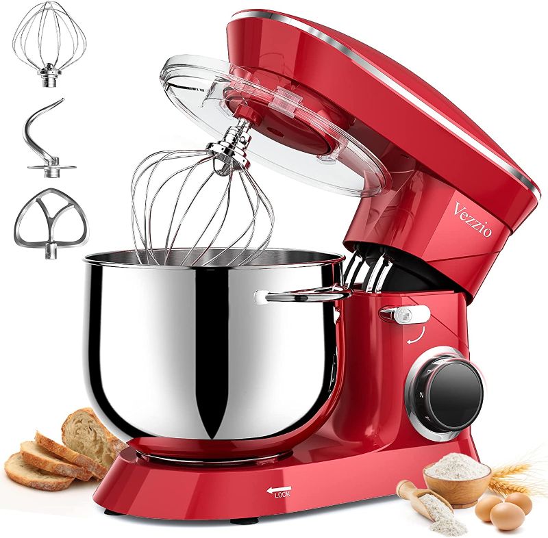 Photo 1 of 9.5 Qt Stand Mixer, 10-Speed Tilt-Head Food Mixer, Vezzio 660W Kitchen Electric Mixer with Stainless Steel Bowl, Dishwasher-Safe Attachments for Most Home Cooks (Red) --- Box Packaging Damaged, Item is New

