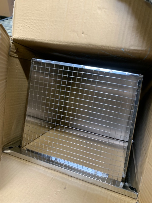 Photo 3 of 8 Inch Wall Vent Cover Stainless Steel Exhaust Vent Dryer Vent Cover Outdoor, Exhaust Hood Vent with Rain Cover, 12” x 12” Square Dryer Vent Cover with Screen Mesh --- Box Packaging Damaged, Item is New, Item is Missing Some Hardware
