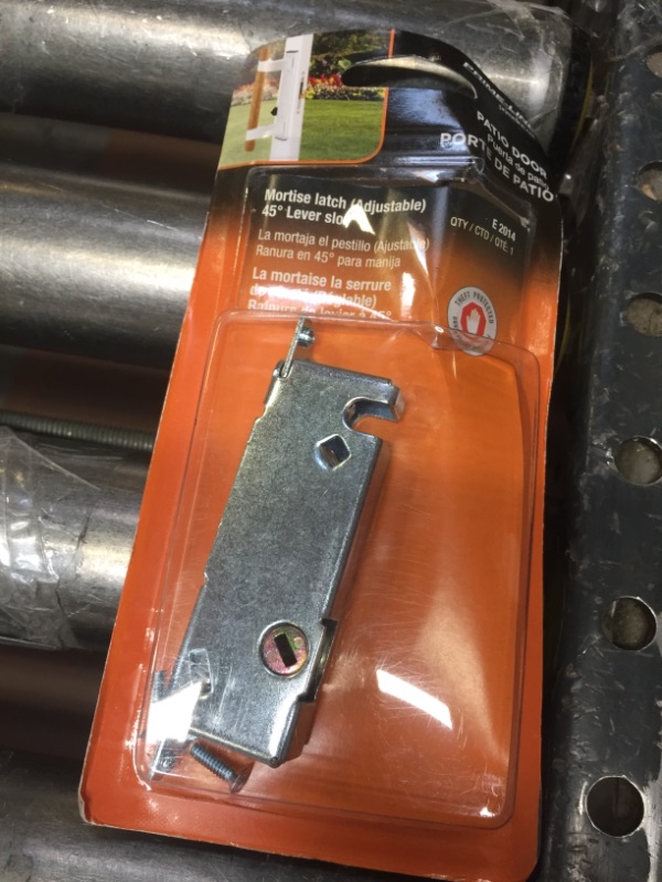 Photo 1 of PRIME-LINE E 2014 Mortise Lock - Adjustable, Spring-Loaded Hook Latch Projection for Sliding Patio Doors Constructed of Wood, Aluminum and Vinyl, 3-11/16”, 45 Degree Keyway, Round Face 45 Degree Keyway Lock