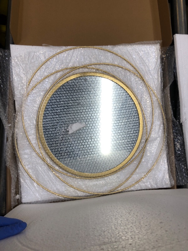 Photo 3 of 2 Set 15.7'' Gold Circle Mirrors Wall Decor Iron Frame Mirrors Wall Art Round Mirrors Home Decor Hanging Mirrors for Living Room/Bedroom/Bathroom/Entryway (Medium Size 15.7 inch ,Circles) 2 Set Circle Wires?15.7''each? 2