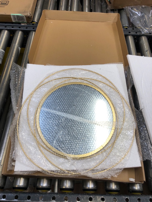 Photo 2 of 2 Set 15.7'' Gold Circle Mirrors Wall Decor Iron Frame Mirrors Wall Art Round Mirrors Home Decor Hanging Mirrors for Living Room/Bedroom/Bathroom/Entryway (Medium Size 15.7 inch ,Circles) 2 Set Circle Wires?15.7''each? 2