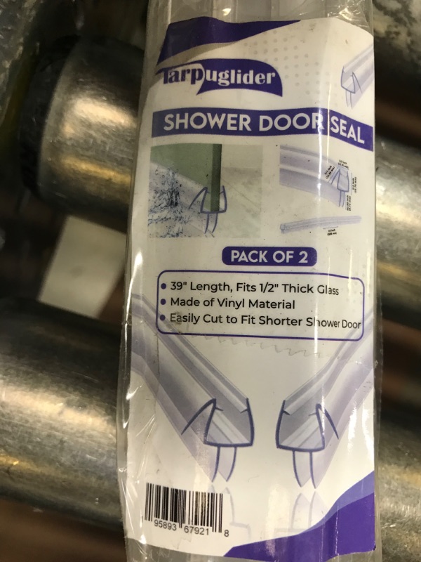 Photo 4 of 2-Pack Tarpuglider Shower Door Bottom Seal with Internal Grips and Sweep Strip - Frameless Glass Shower Door Seal Strip with Adjustable Length -Stop Shower Leaks - Clear Vinyl (1/2" (12-13 mm) x 39")