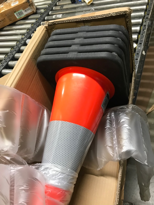 Photo 2 of (5 Cones) BESEA 18" inch Orange PVC Safety Traffic Cone Black Base Construction Road Parking Cones with 6" Reflective Collars 02_18"(5 Cones)