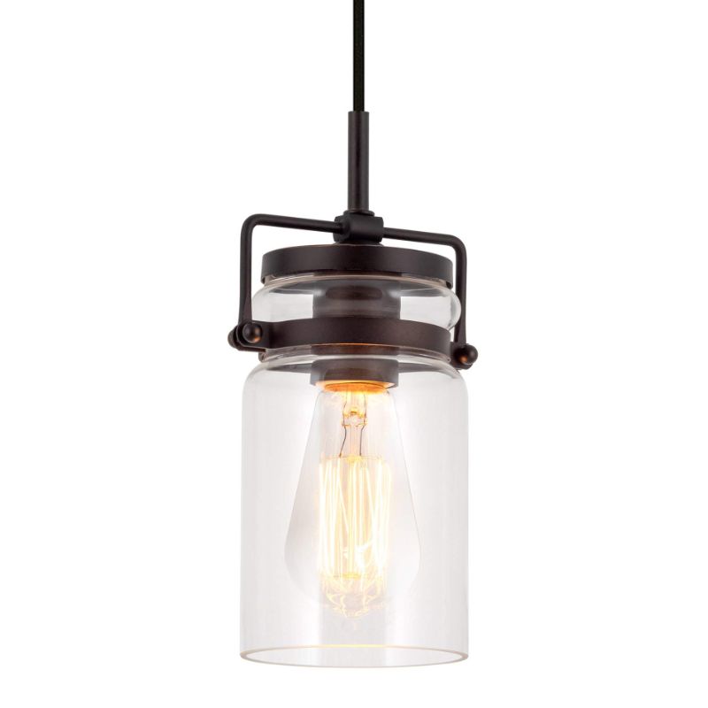 Photo 1 of Kira Home Wyer 8" Modern Industrial/Farmhouse Pendant Light + Mini Clear Glass Cylinder Shade, Dimmable Adjustable Wire, Oil Rubbed Bronze Finish Oil-Rubbed Bronze 8"