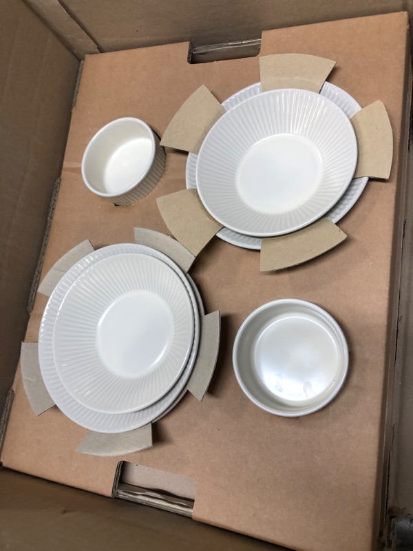 Photo 4 of ?LENANSE? Stoneware Asian bundle dinnerware set 27 pcs for 4, Heavy metal free certified machine washable Korean dishware (Beige) 1 (Beige)