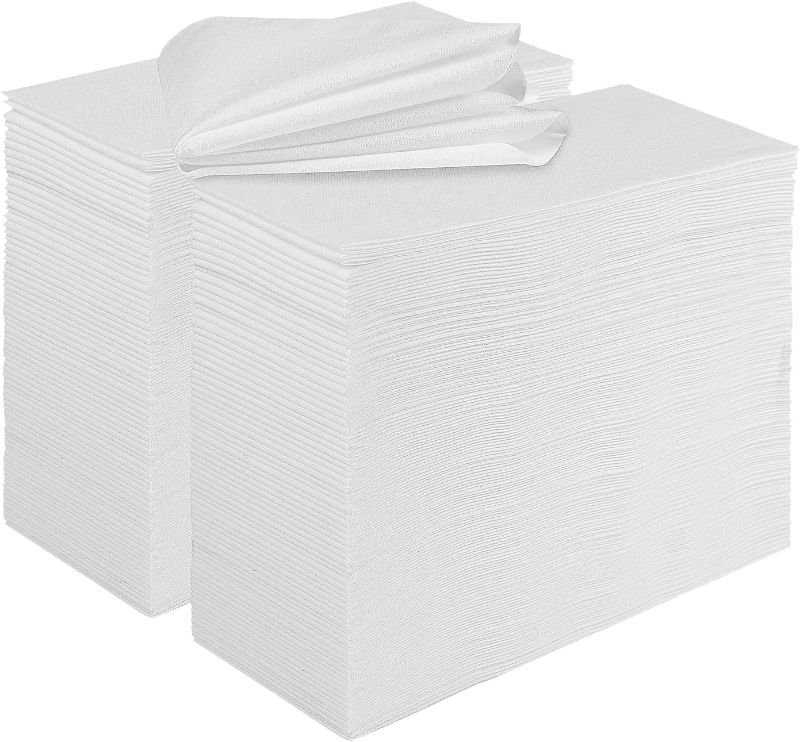 Photo 1 of [480 Pack] FOCUSLINE Disposable Bathroom Napkins, Linen-Feel Guest Towels, Soft and Absorbent Disposable Paper Hand Towels for Dinner, Wedding Event, Parties, White
