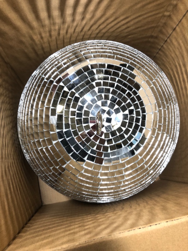 Photo 2 of 12" Disco Ball Mirror Ball Disco Party Decoration Stage Light Dj Light Effect Home Business Christmas Display Decoration Silver