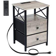 Photo 1 of AMHANCIBLE LED NightstandBedside Table with USB C Charger Port & Power Outlet, Modern Night Stand