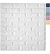 Photo 1 of Art3d 5-Pack 29 Sq.Ft Peel and Stick 3D Wall Panels for Interior Wall Decor, Self-Adhesive Foam Brick Wallpaper in White