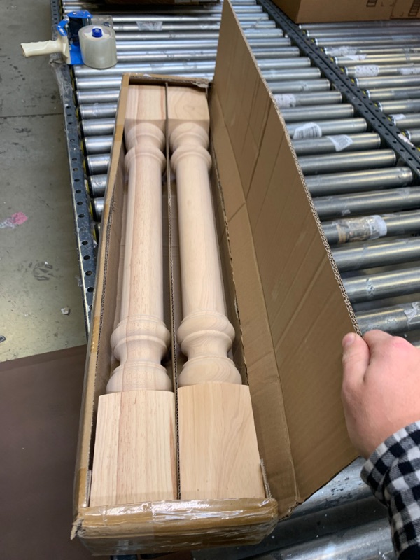 Photo 3 of 35 1/2-inch H 3 1/2-inch W 3 1/2-inch D Cabinet Columns, La Vane Set of 2 Traditional Unfinished Rubber Wood Replacement Countertop Legs for Large Dining Table & Kitchen Table 3 1/2"W x 3 1/2"D x 35 1/2"H