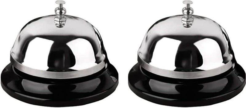 Photo 1 of 2-Pack Call Bell 3.35 Inch Diameter with Anti-Rust Metal Construction, Ring, Durable, Desk Bell Service Bell for Hotels, Schools, Restaurants, Reception Areas, Hospitals, Warehouses (Silver)