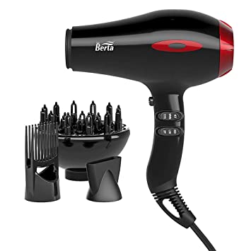 Photo 1 of 1875W Tourmaline Hair Dryer Ionic Frizz Control Fast Drying Blow Dryer Professional Hairdryer 2 Speed and 3 Heat Settings, Concentrator & Diffuser & Pik, Cool Shot
