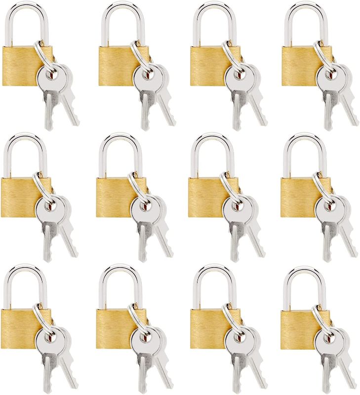 Photo 1 of 12 Pack Small Locks with Keys for Luggage, Backpacks, Bulk Tiny Padlocks for Jewelry Box, Gym Bags, Diaries (1.2 x 0.7 in)

