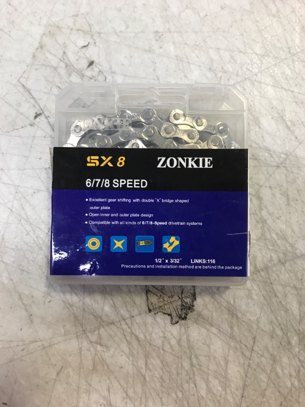 Photo 2 of zonkie 6/7/8 Speed Bike Chain 1/2 x 3/32 Inch 116 Links