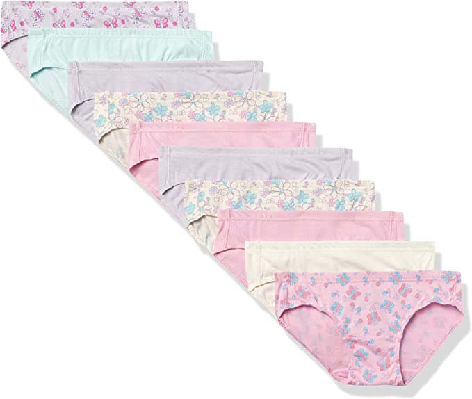 Photo 1 of Hanes Girls and Toddler Underwear, Cotton Knit Tagless Brief, Hipster, and Bikini Panties, Multipack